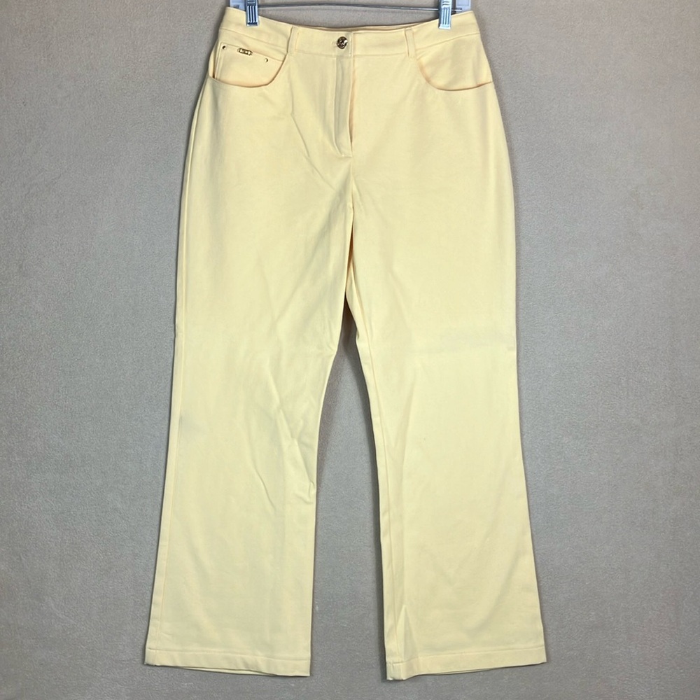St. John Sport‎ Marie Gray Yellow Classic Boot Cut Jeans Women’s size 8 NWT